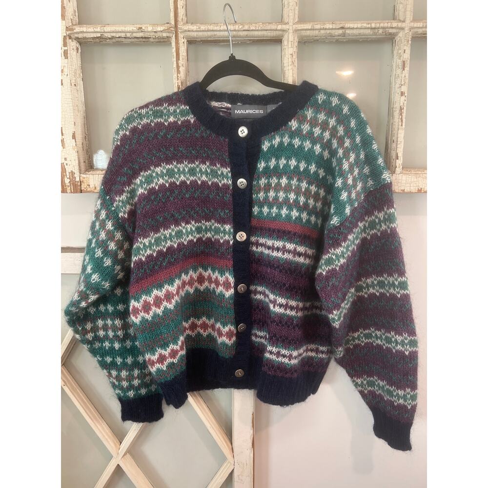 Vintage Maurice’s size medium Angora blend cardigan sweater
